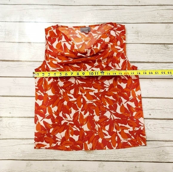 Nwt August 1 Eight Cowl Neck Floral Orange Leaf Print Blouse Size XS - Picture 4 of 8
